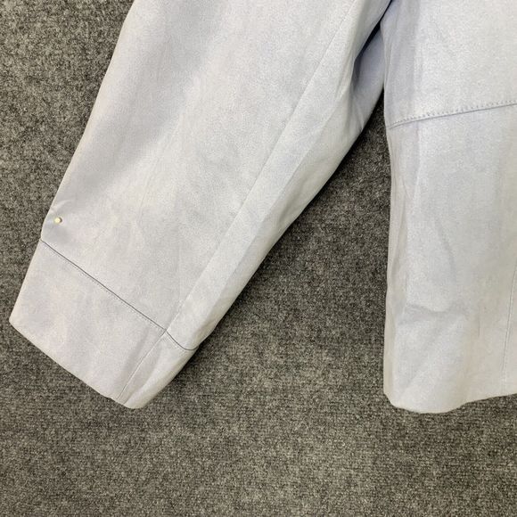 Talbots Suede Cloth Zip Front Jacket Blue Lined Shoulder Pads Size 20 - Picture 6 of 15